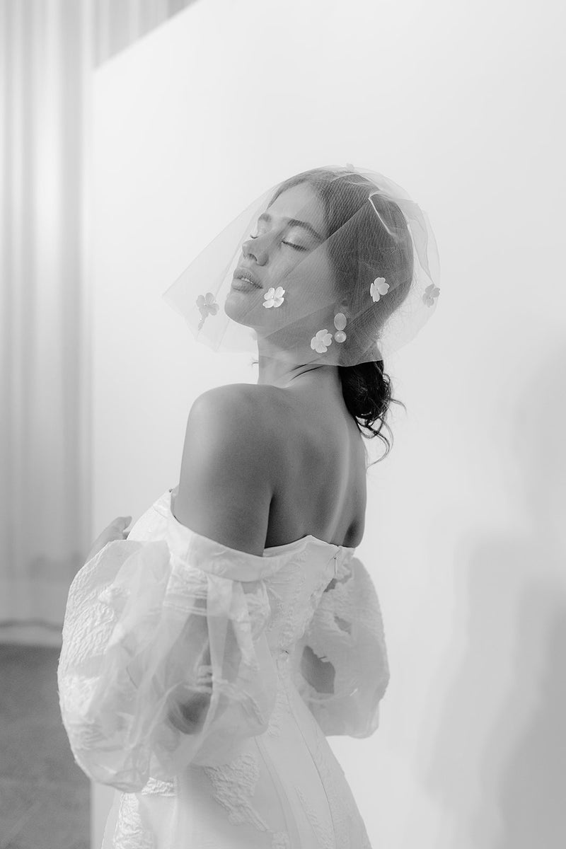 Blusher Veil with Flowers | Amelie George Bridal – AMELIE GEORGE PTY LTD