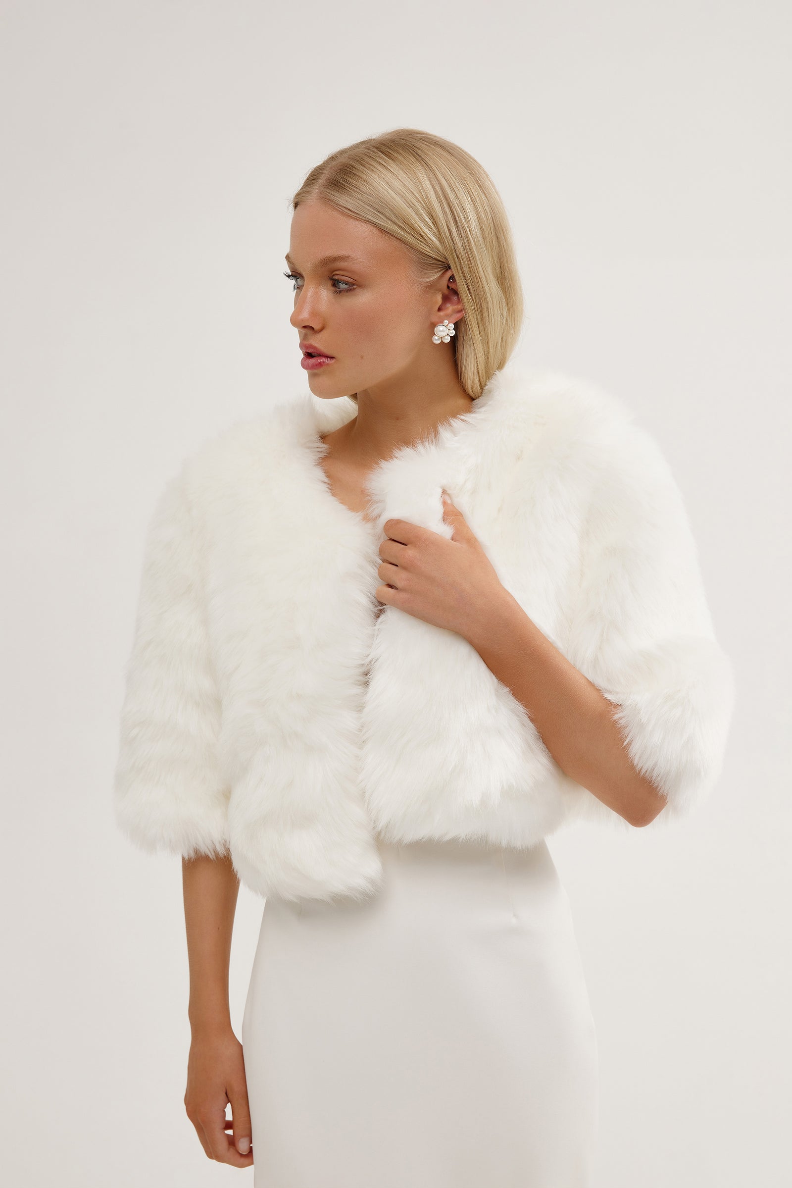 CROPPED WEDDING JACKET VEGAN FUR AMELIE GEORGE PTY LTD