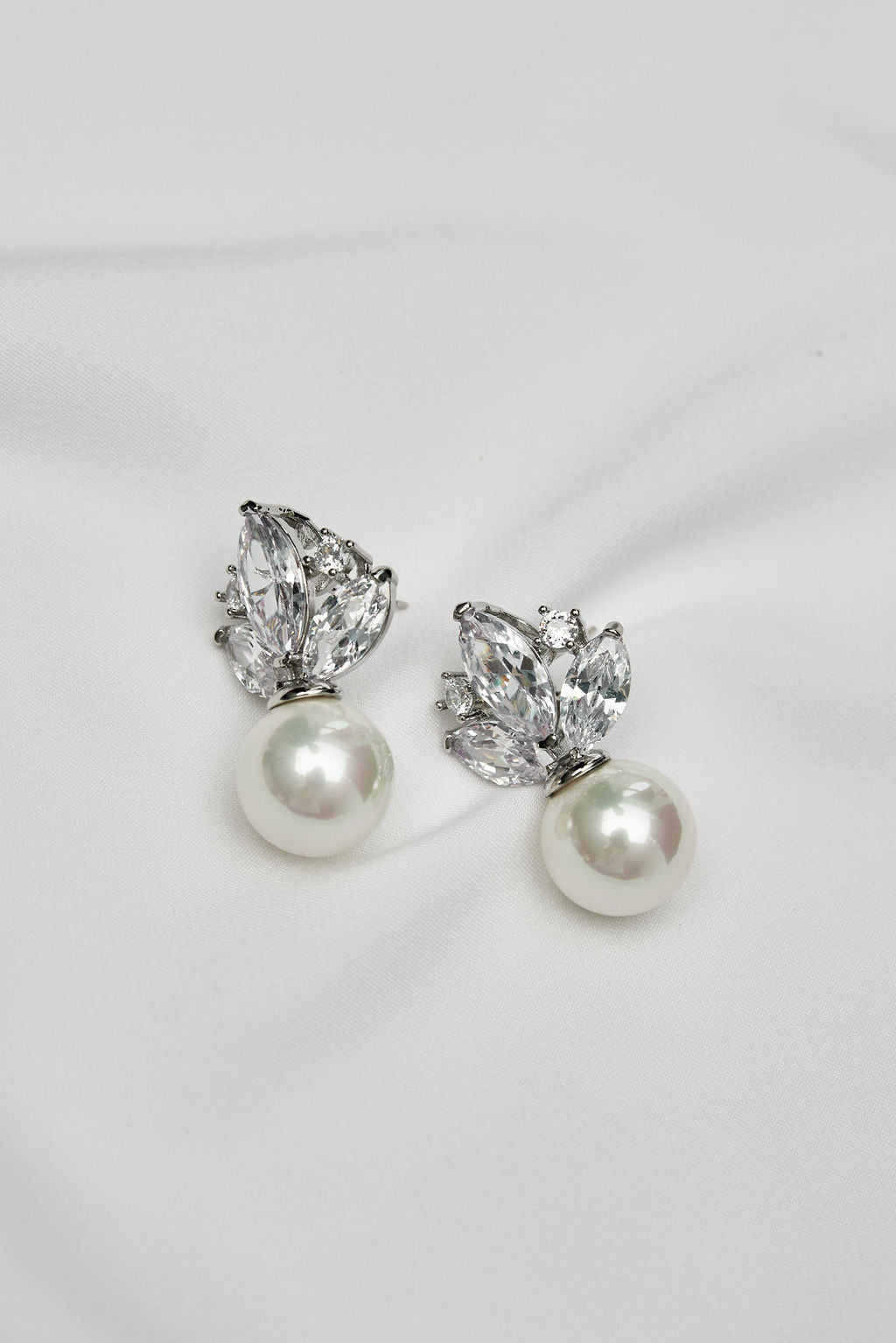 HARPER - Contemporary Bridal Earrings with Floating Pearls - Silver ...